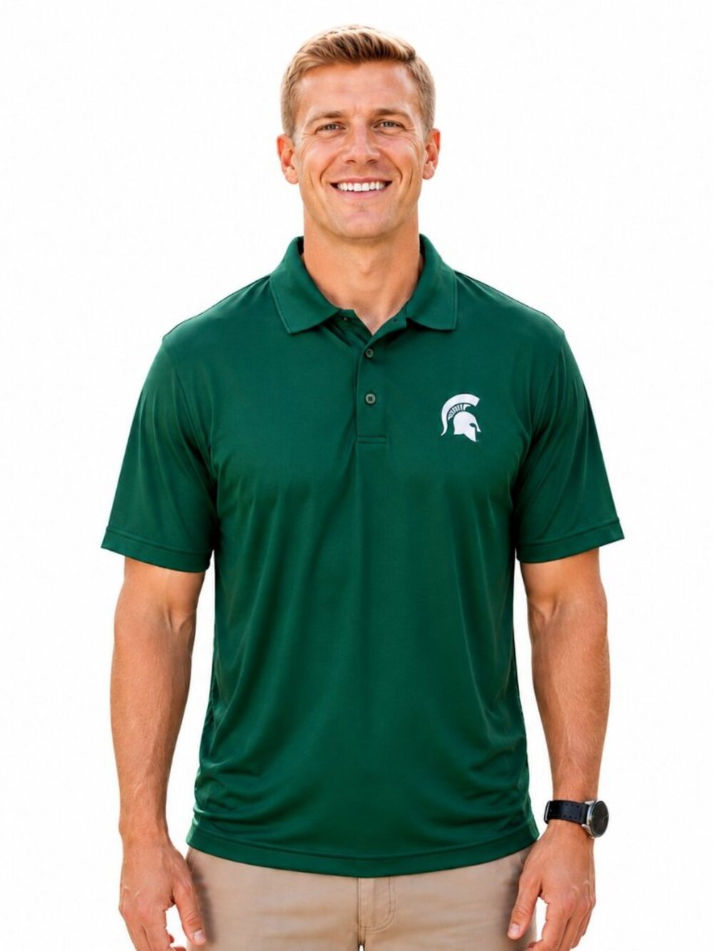 J. America Men's Michigan State Spartans Performance Spector Polo Green Medium